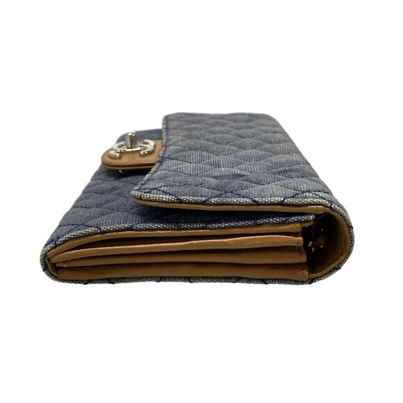 Auth CHANEL Matelasse Blue Light Brown Denim Lambskin Other Style Wallet - Picture 9 of 13